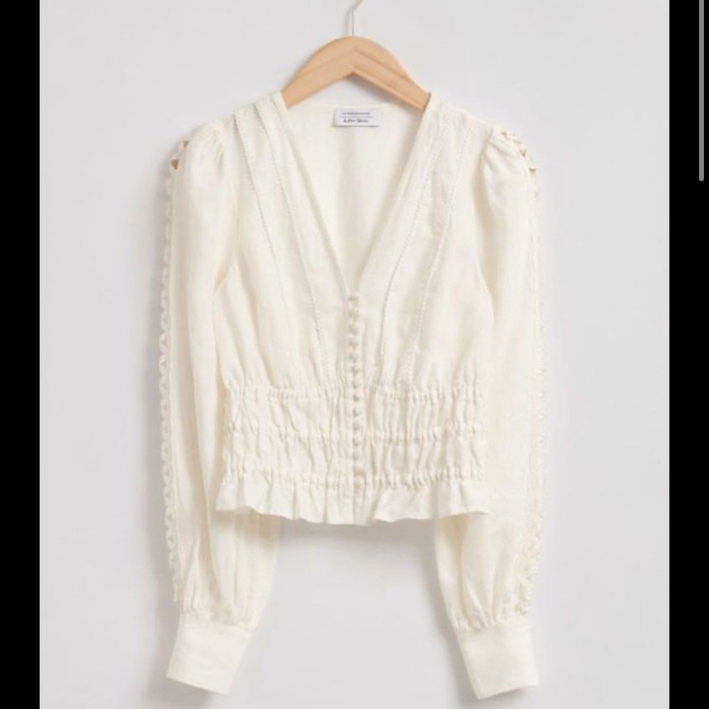 & Other Stories Trim Detailed V Neck Blouse